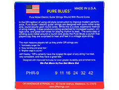 DR Strings PHR-9 Pure Blues Pure Nickel Electric Guitar Strings - .009-.042 Light image 2