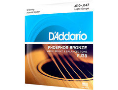 D'Addario EJ38 Phosphor Bronze Acoustic Guitar Strings - .010-.047 Light 12-string image 3