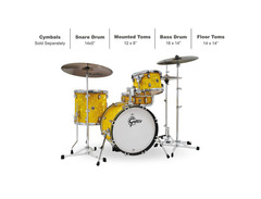 Gretsch Drums Catalina Club CT1-J484 4-piece Shell Pack with Snare Drum - Yellow Satin Flame image 2