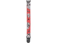 D'Addario Woven Guitar Strap - Sugar Skulls Red image 3