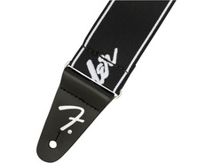 Fender WeighLess Running Logo Guitar Strap - Black/White image 2