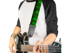 Buckle-Down Guitar Strap - Pine Tree Silhouettes Black Grays image 2
