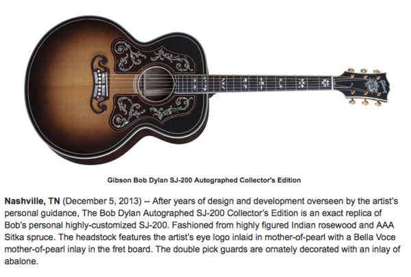 Bob Dylan s Gibson J 200 Acoustic Guitar Equipboard 