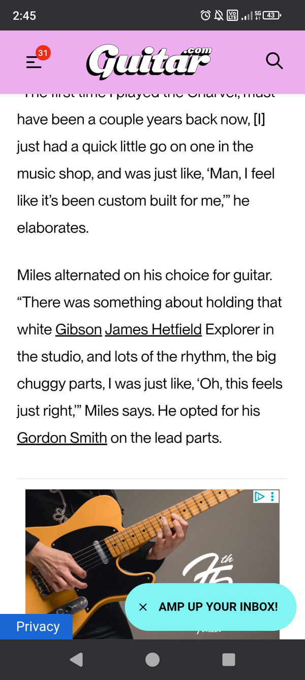 Ian Miles's' Gibson Explorer Electric Guitar