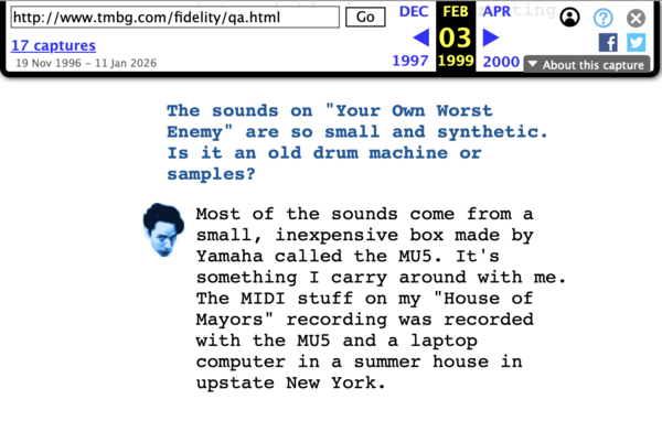 John Linnell's' Yamaha MU5 Tone Bank